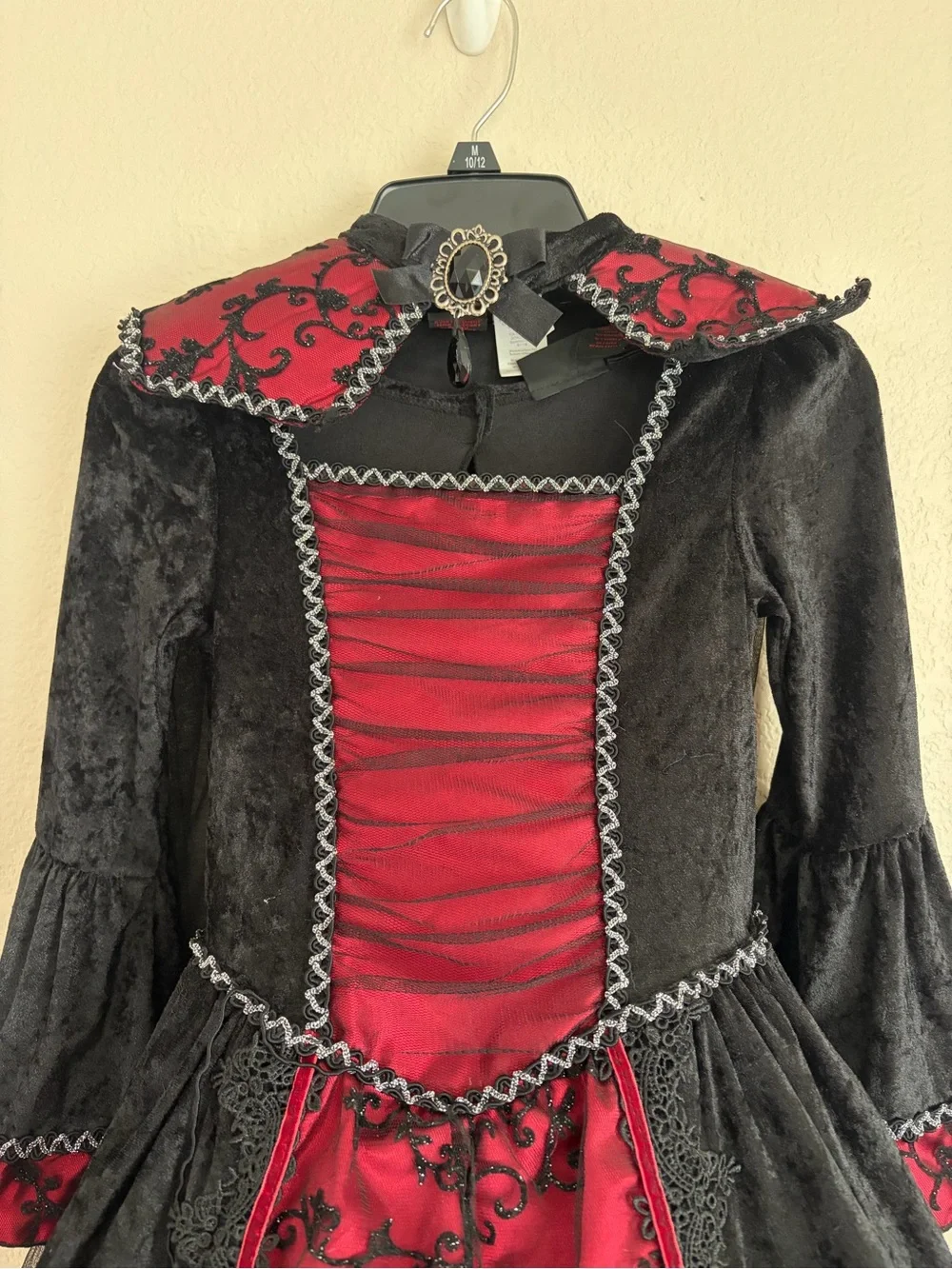 Girls' Black and Burgundy Gothic Vampire Costume Dress